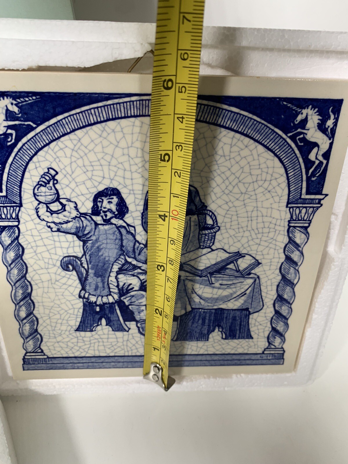 BURROUGHS WELLCOME Pharmacy Pill Tile The Herbalist DELFT Tile Orig Packaging