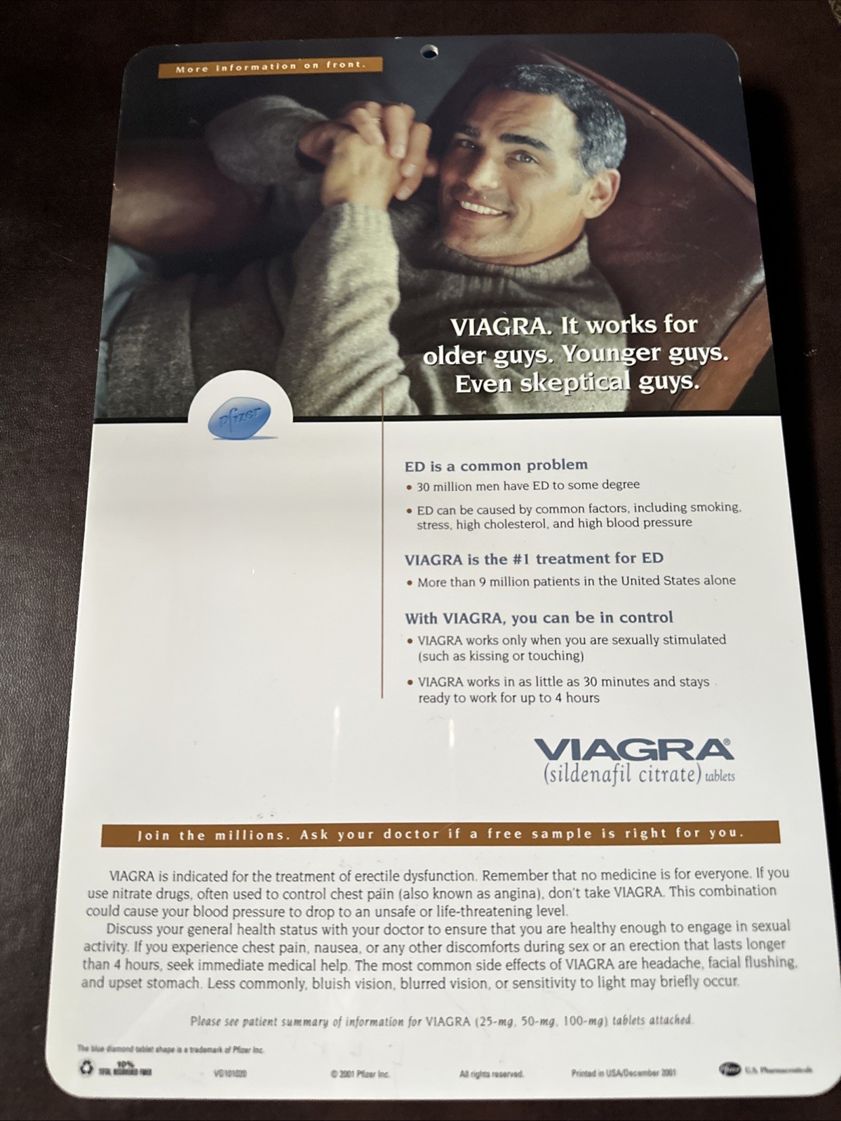 VIAGRA Pharmaceutical Drug Rep Advertising Blue Frosted Plastic Clipboard Rare