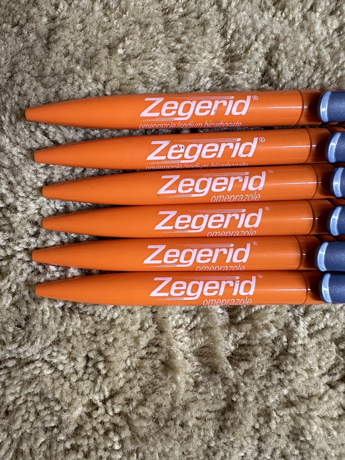 Orange Zegerid Drug Rep Pharmaceutical Promo Pens Spring Coil Clicker Lot of 6