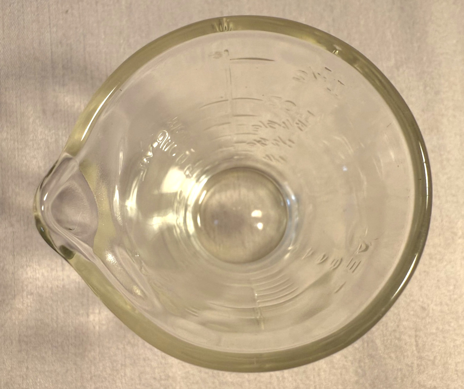 Vintage Glasco Apothecary Measuring Glass Cup with Embossed Graduations & spout
