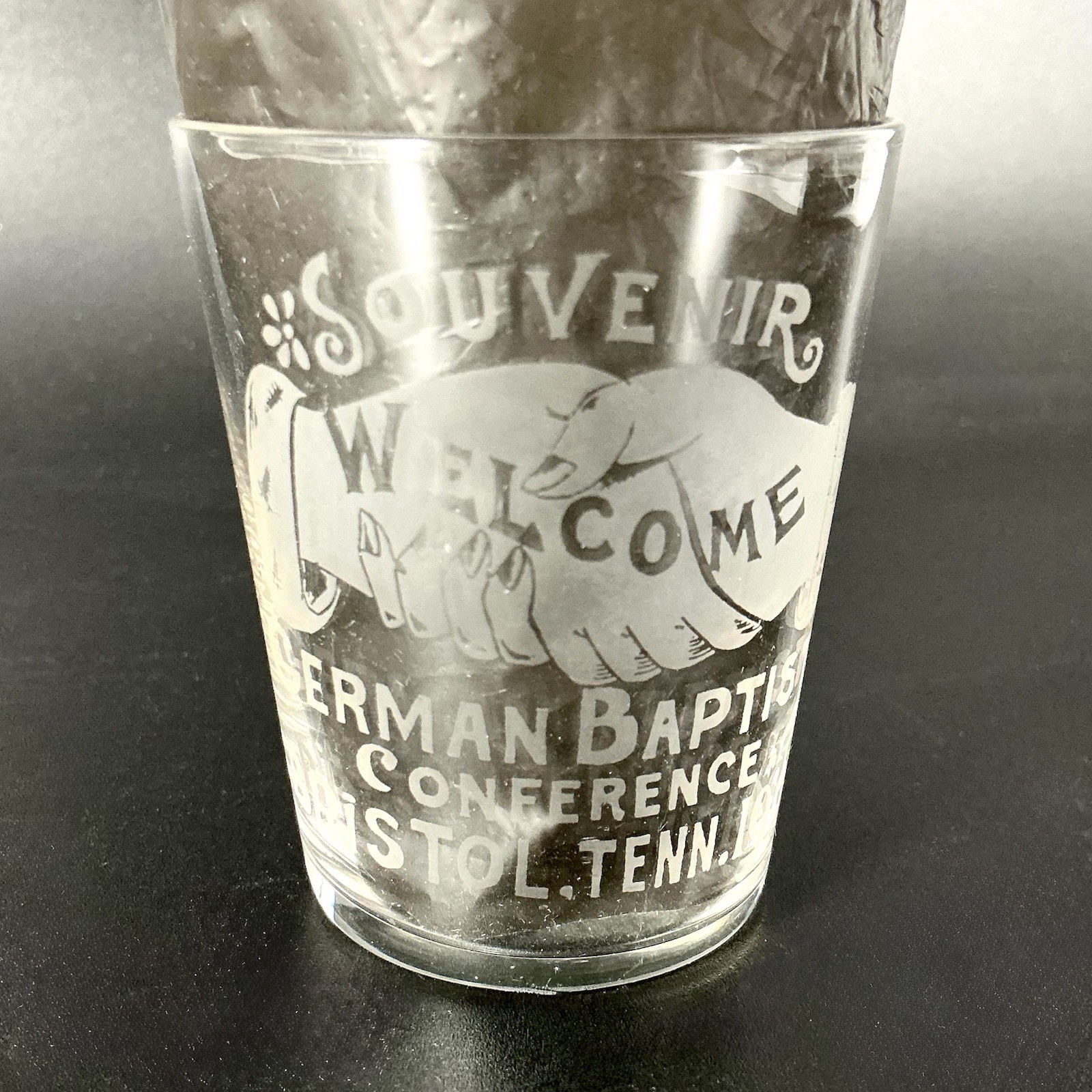 Victor Liver Syrup Souvenir Medicine Cup Glass 1905 German Baptist Conference