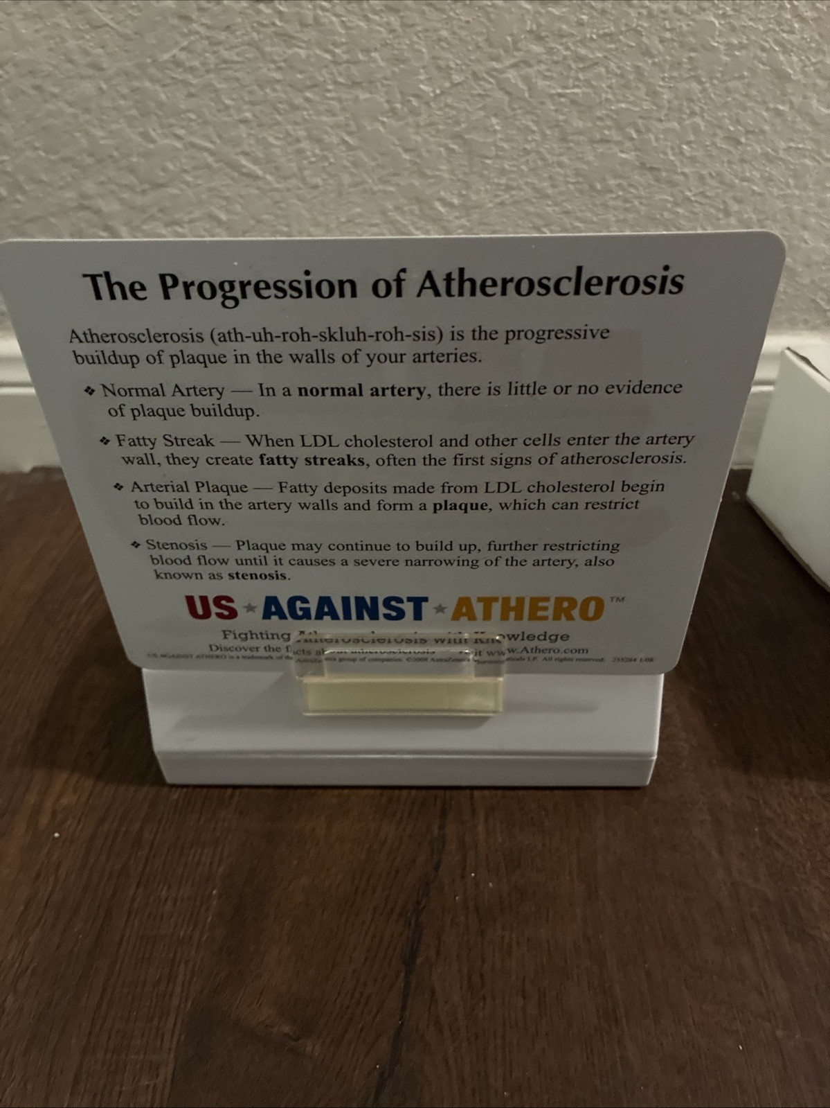 Drug Demonstration Promo AstraZeneca Cholesterol Artery Model W/Flyers 2007