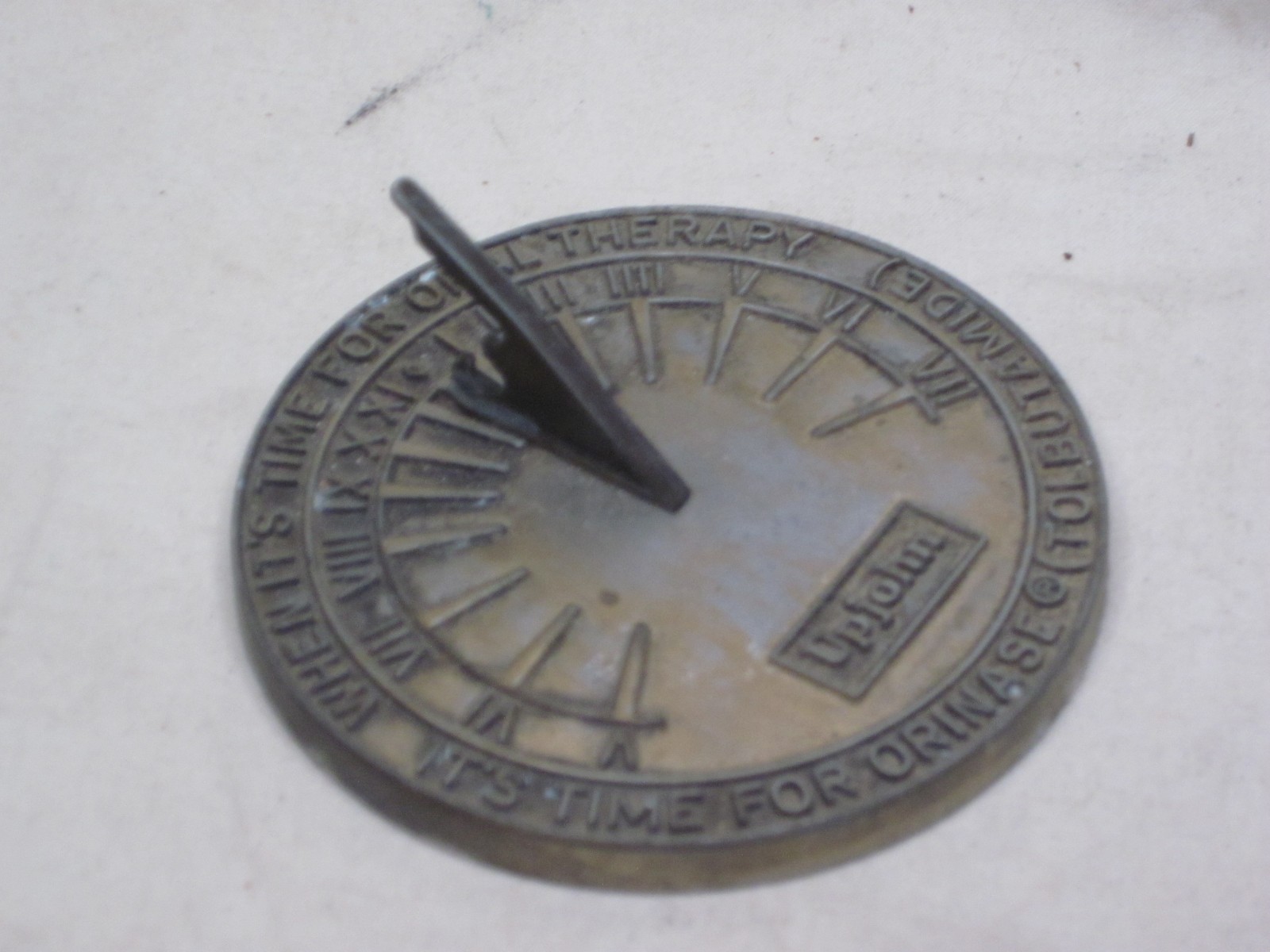 vintage Upjohn ORAL THERAPY TOLBUTAMIDE small metal sundial drug advertising