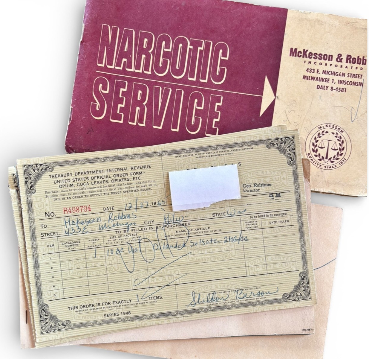 Vintage 1950s Dr. Medical Collectible Narcotic Service Booklet McKesson & Robb