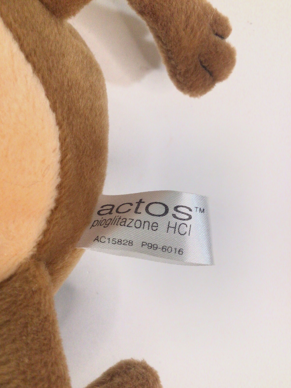 1999 Actos Pharmaceutical Drug Rep Plush Beanbag Toy Liver Diabetes W/Tags
