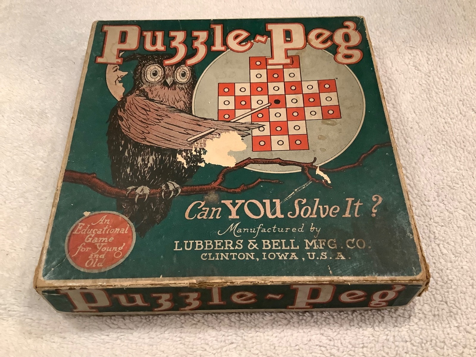 Vintage Puzzle-Peg Solitaire Game by Lubbers & Bell Mfg. Co.