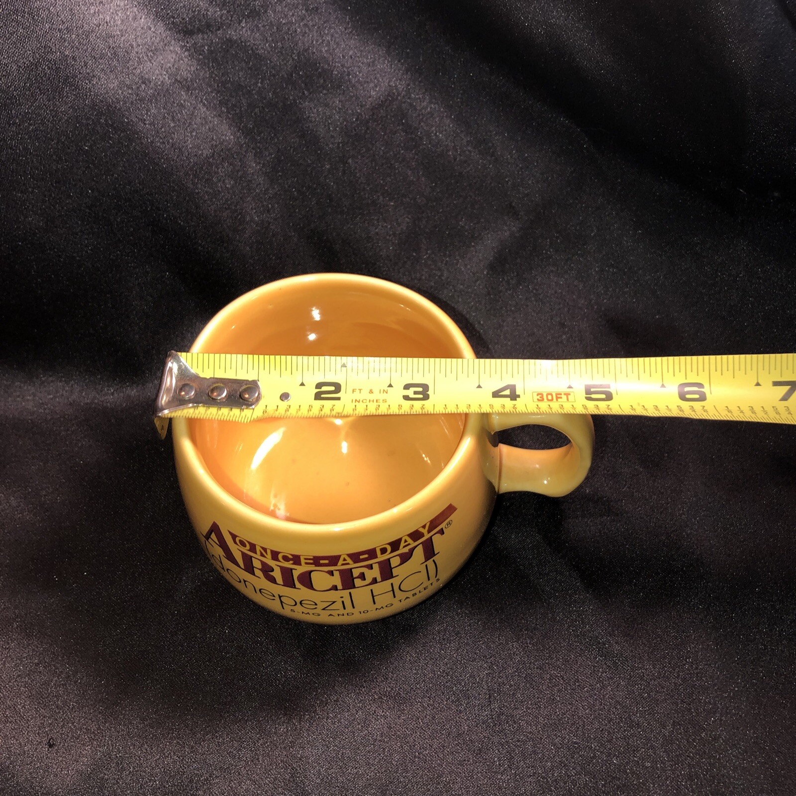 Aricept Drug Rep Promo Coffee Cup Yellow Pharmaceutical Advertising Banned Gifts
