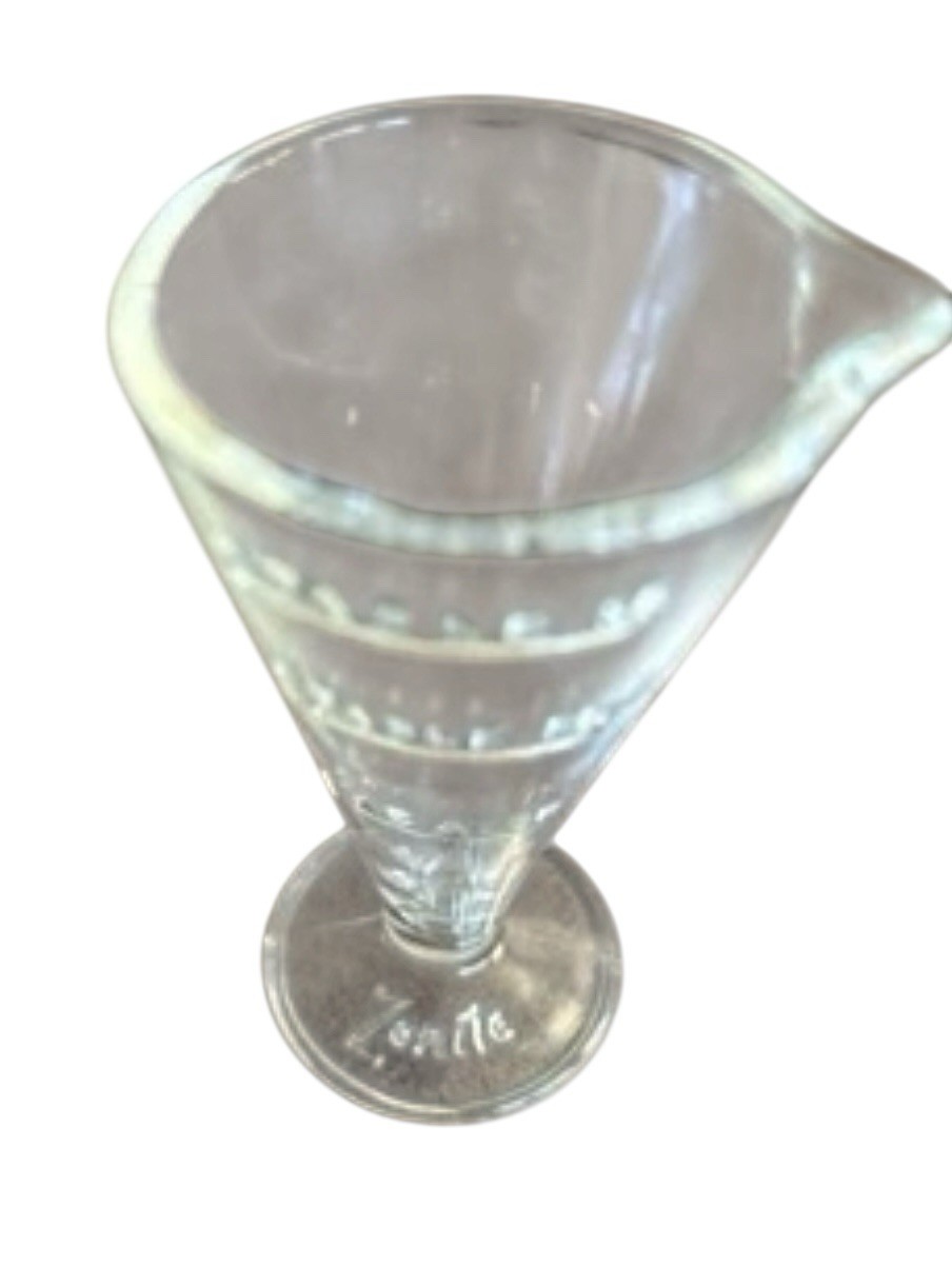 Vintage GLASS ZONITE 2 TABLESPOON APOTHECARY MEASURING BEAKER W/ SPOUT 3 1/2″