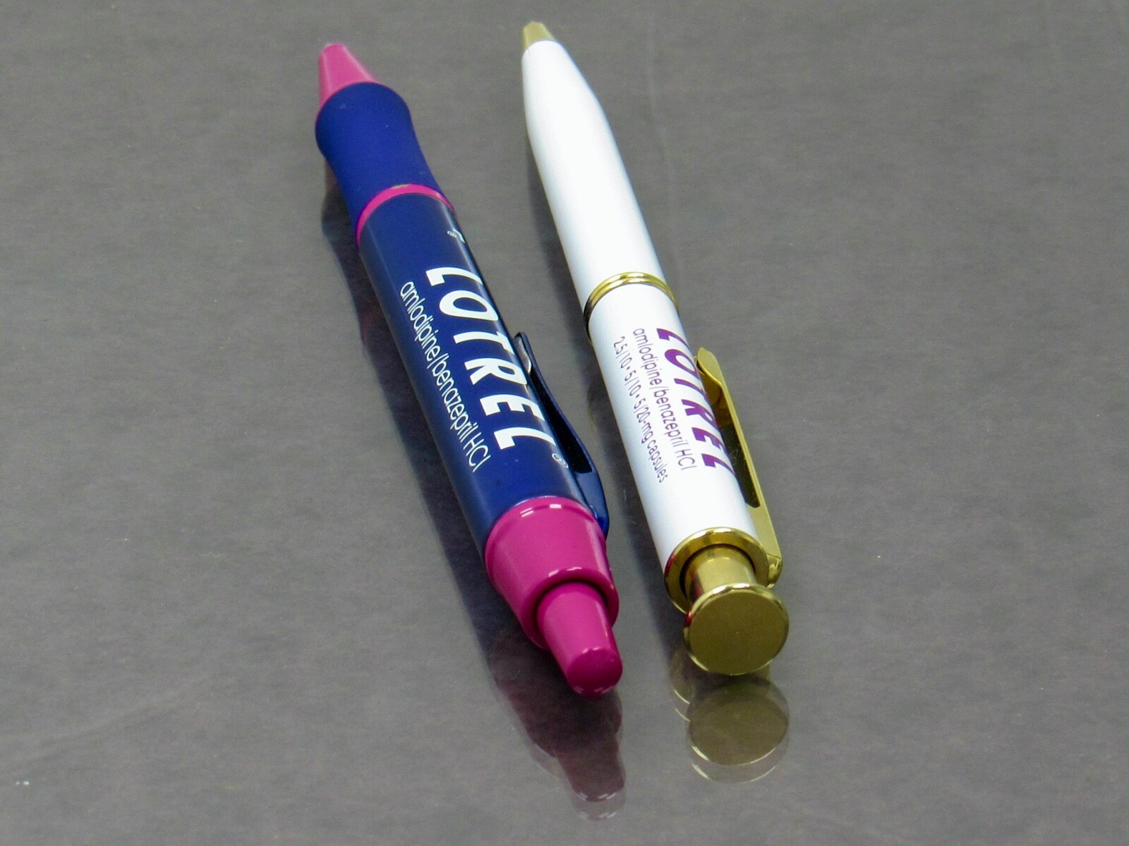 Lotrel Metal PENS Drug Rep Pharmaceutical Promo Medical Advertising Lot of 2