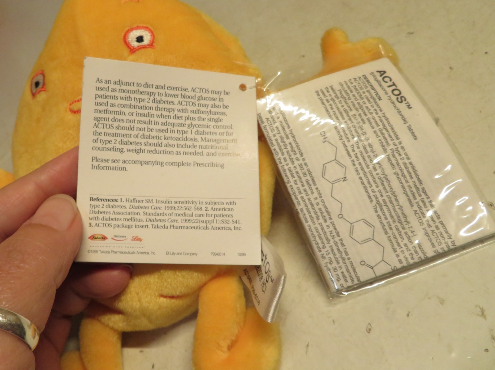 Actos Pioglitazone CHOLESTEROL 7″ Plush Medical Pharmaceutical Advertising Drug