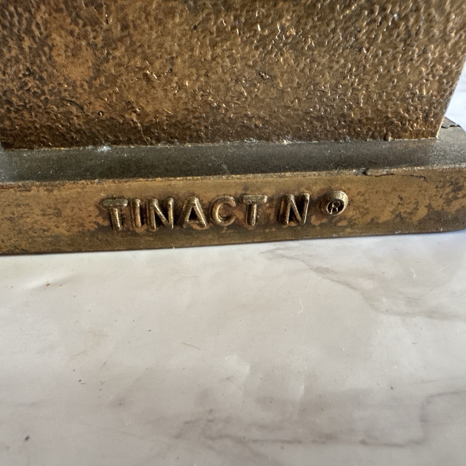 Vintage Tinactin Secundum Artem Brass Bookend Apothecary Pharmacy Paperweight