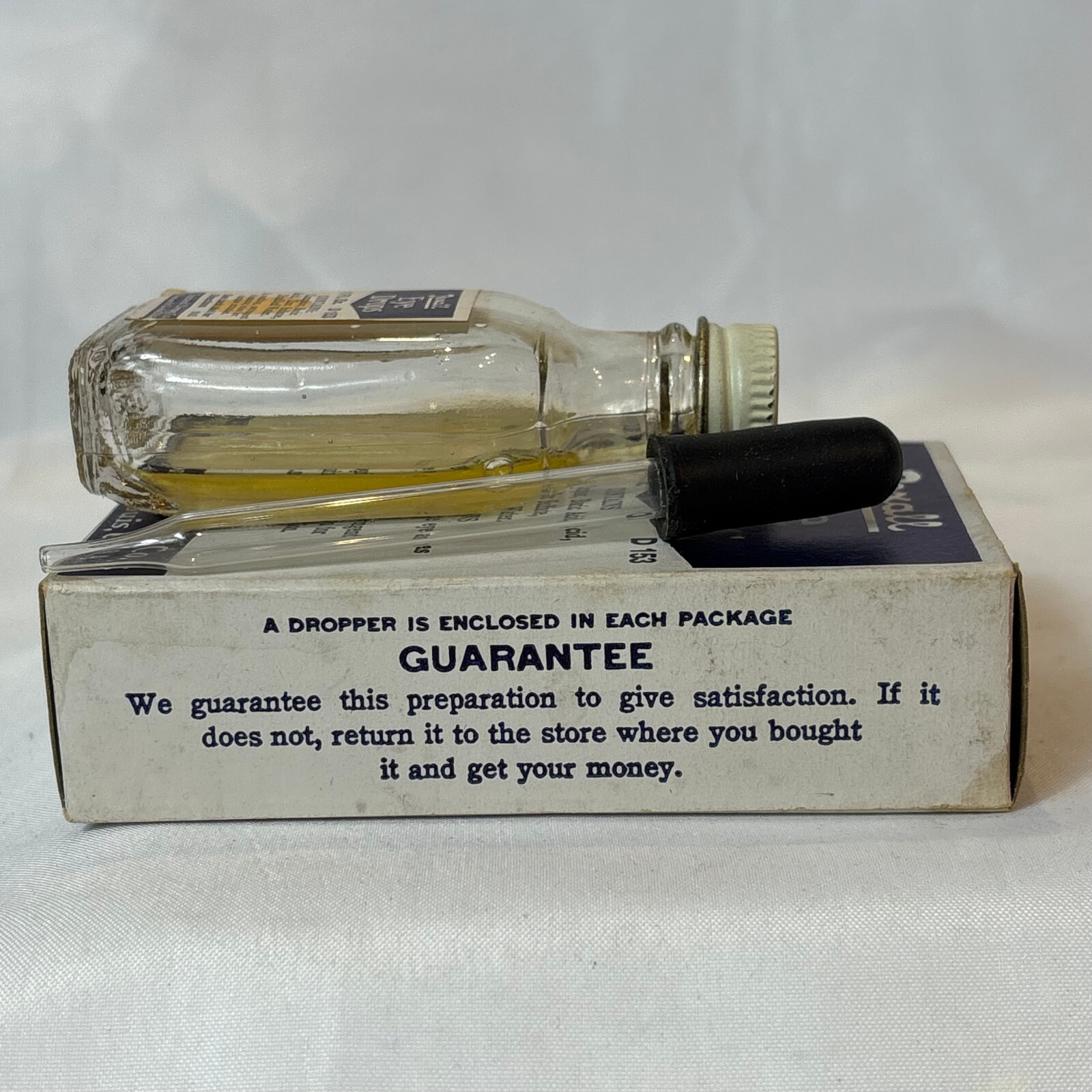 Vtg Rexall Eye Drops Clear Glass Bottle In Original Box 1 Fl Oz United Drug Co.