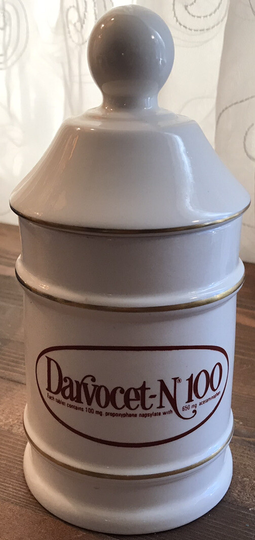 Darvocet N 100 Porcelain 7”Apothecary Jar Lofisa Lilly Pharmaceutical Darvon