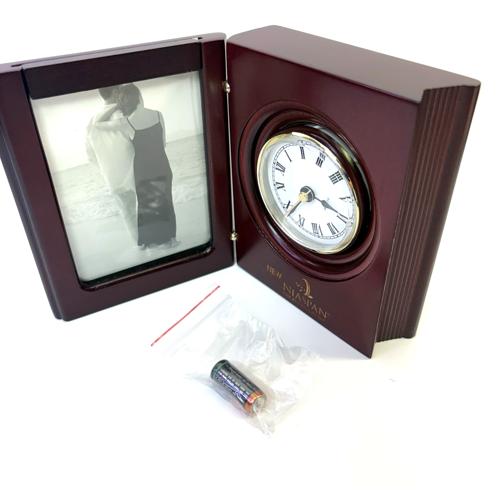 NEW Niaspan Niacin Pharmaceutical Cherry Wood Picture Frame Clock Premium Pharma