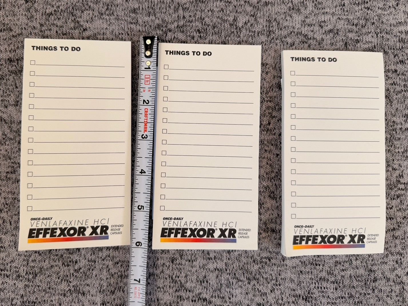 Effexor XR Pharmaceutical Lot of 3 To Do List Notepads Advertising Drug Rep