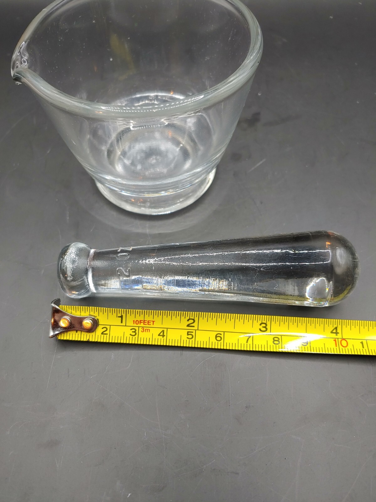 Vintage Apothecary Clear Glass Mortar & Pestle with Pouring Lip 4 oz. Capacity