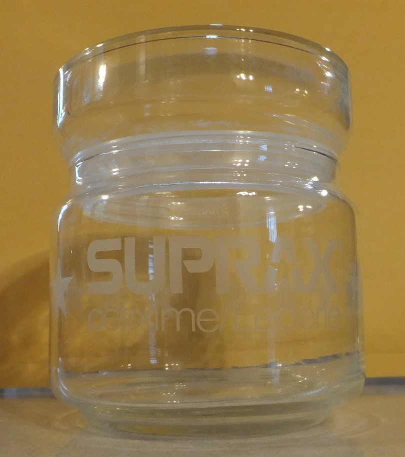 VINTAGE SUPRAX GLASS JAR WITH LID PHARMACEUTICAL DRUG REP COLLECTIBLES