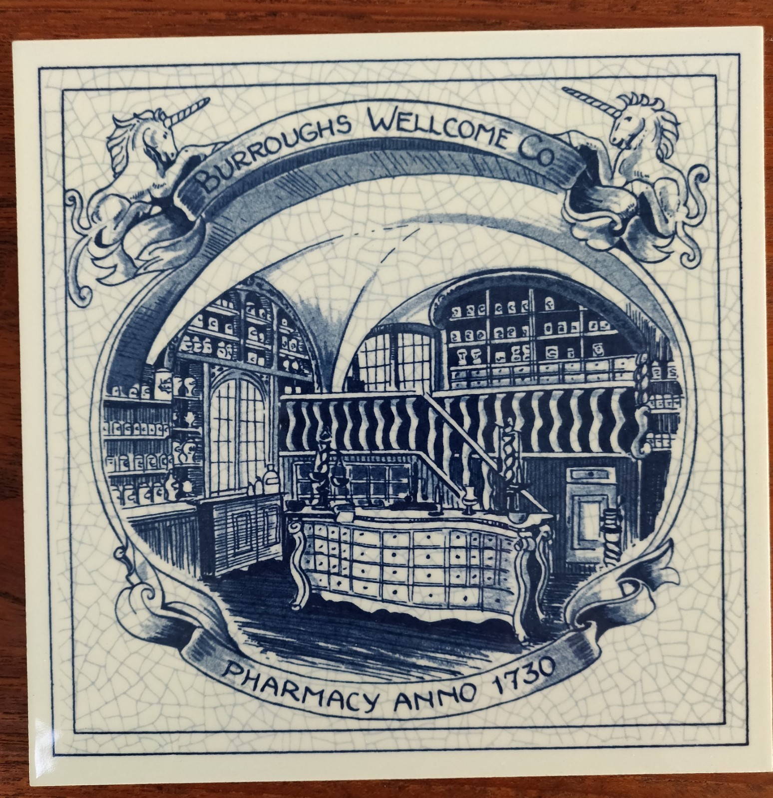 Vintage Lot of 5 Delft, Holland handmade porcelain pharmacy pill tiles