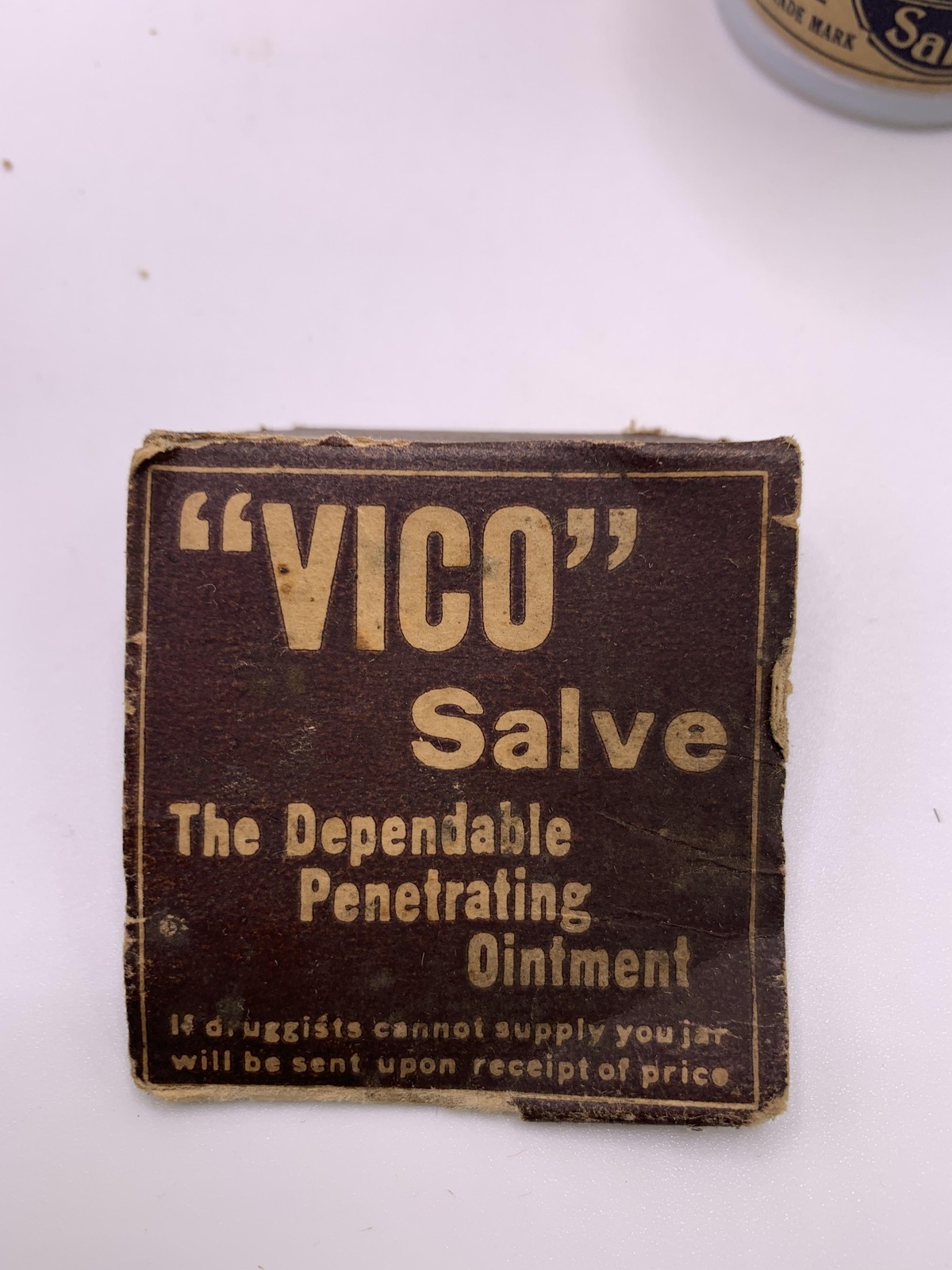 Vintage Vico Salve Ointment Jar Box And Insert Boonville MO USA Chem Co