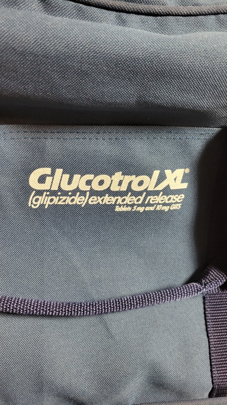Glucotrol XL Medical Pharma Promo Messenger Bag Blue Rare Drug Rep Sample