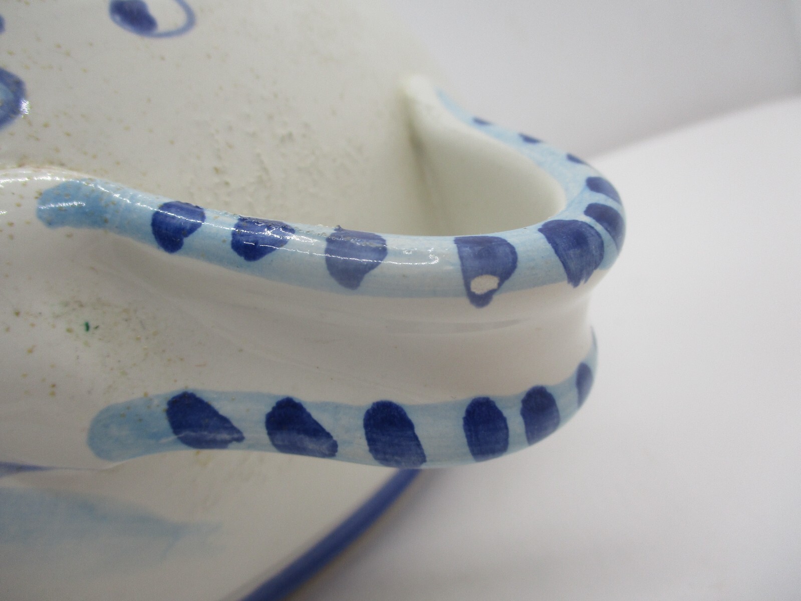 Amazing Pharmacy Apothecary Jar “Aq Mele” Blue and White Hand Painted Deer