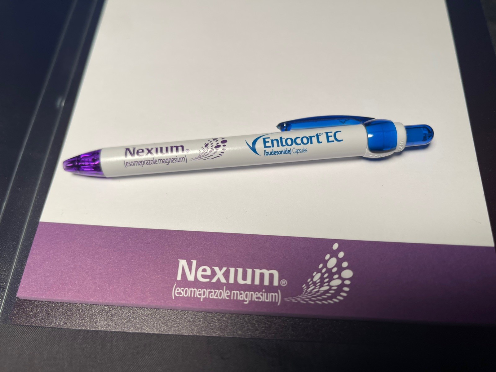 9 (Nine) Nexium Pharmaceutical New Drug Rep Pens, Notepad, and Mini Binders