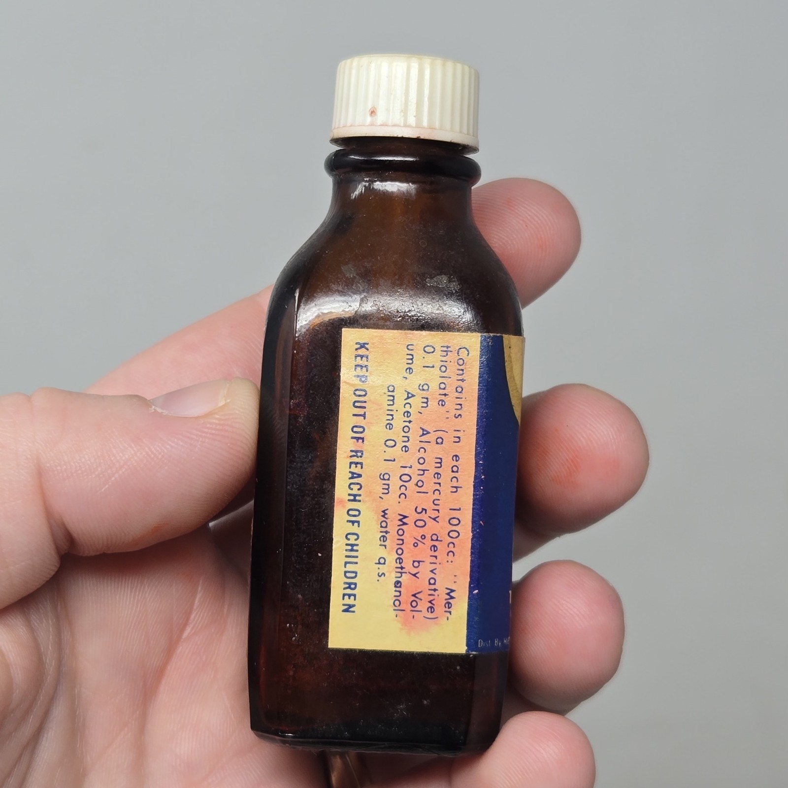Vtg Tincture Of Merthiolate Apothecary Pharmacy Bottle Rea & Derick