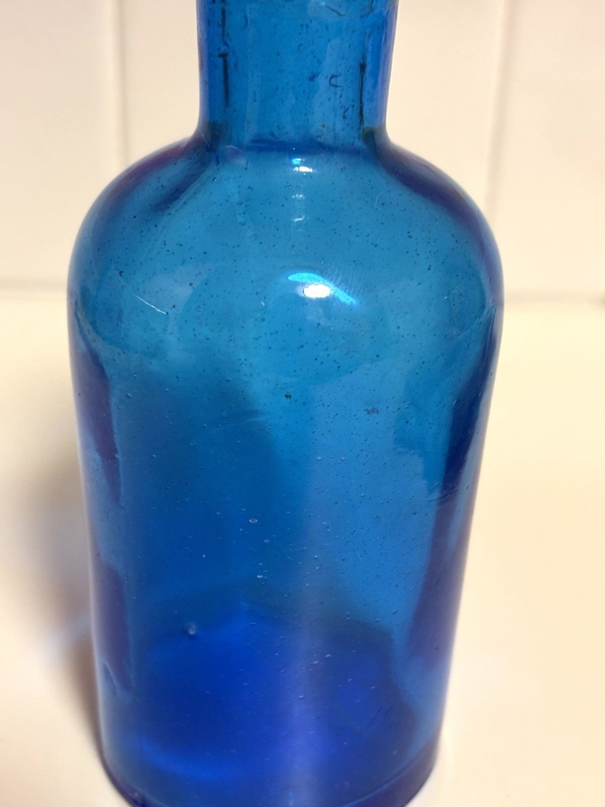 Vtg Cobolt Blue Ground Glass Apothecary Pharmacy Medicine Stash Jar