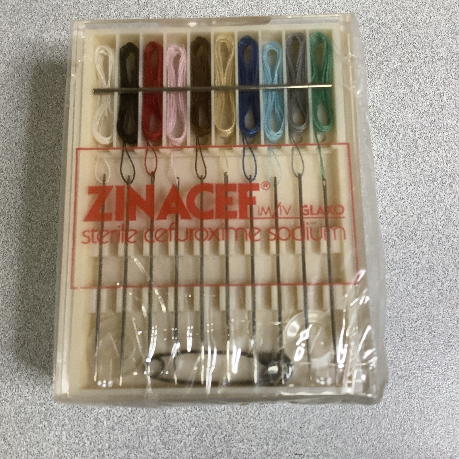 5 Vintage Zinacef Cefuroxime Glaxo Drug Rep Promo Mini Plastic Sewing Kits