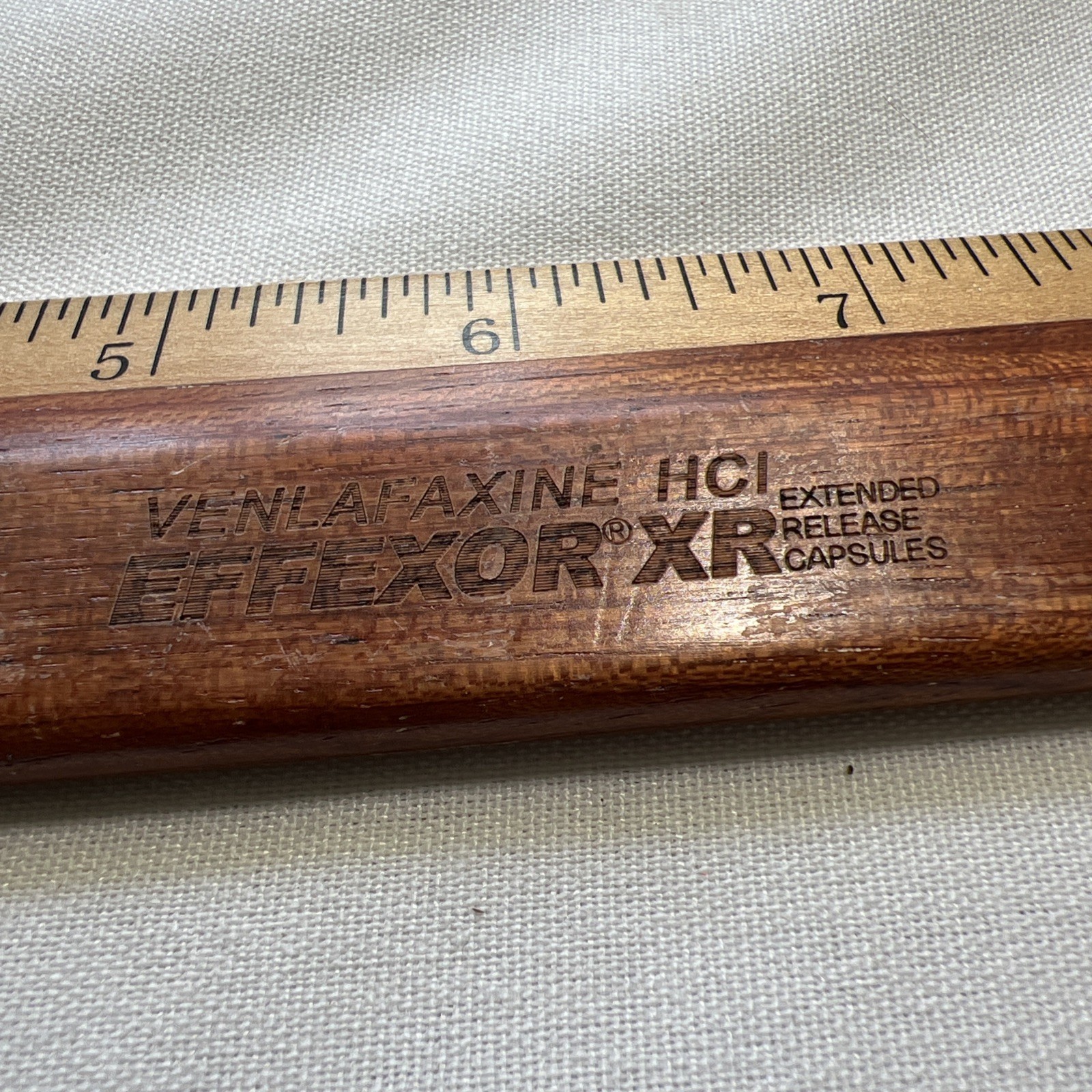 Drug Rep Promo wood ruler VENLAFAXINE HCI EFFEXOR XR 12”