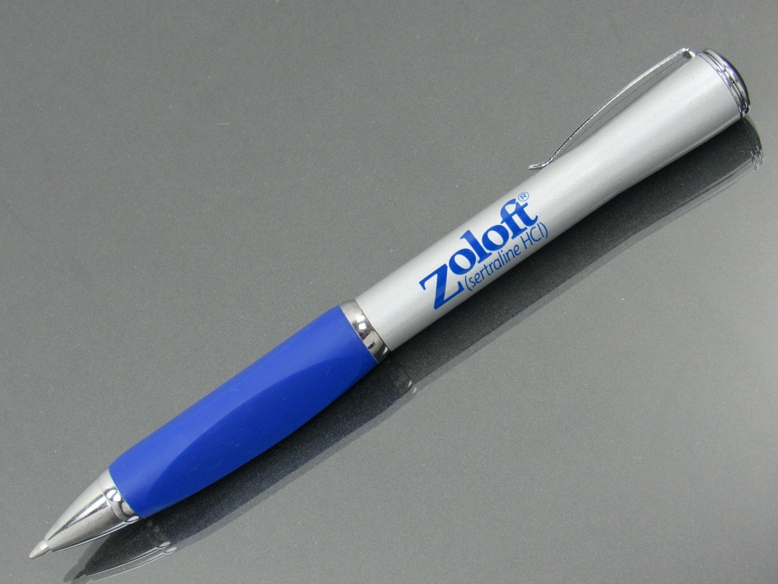 Zoloft METAL Twist PEN Triangular Gripper Drug Rep Pharmaceutical Medical Promo