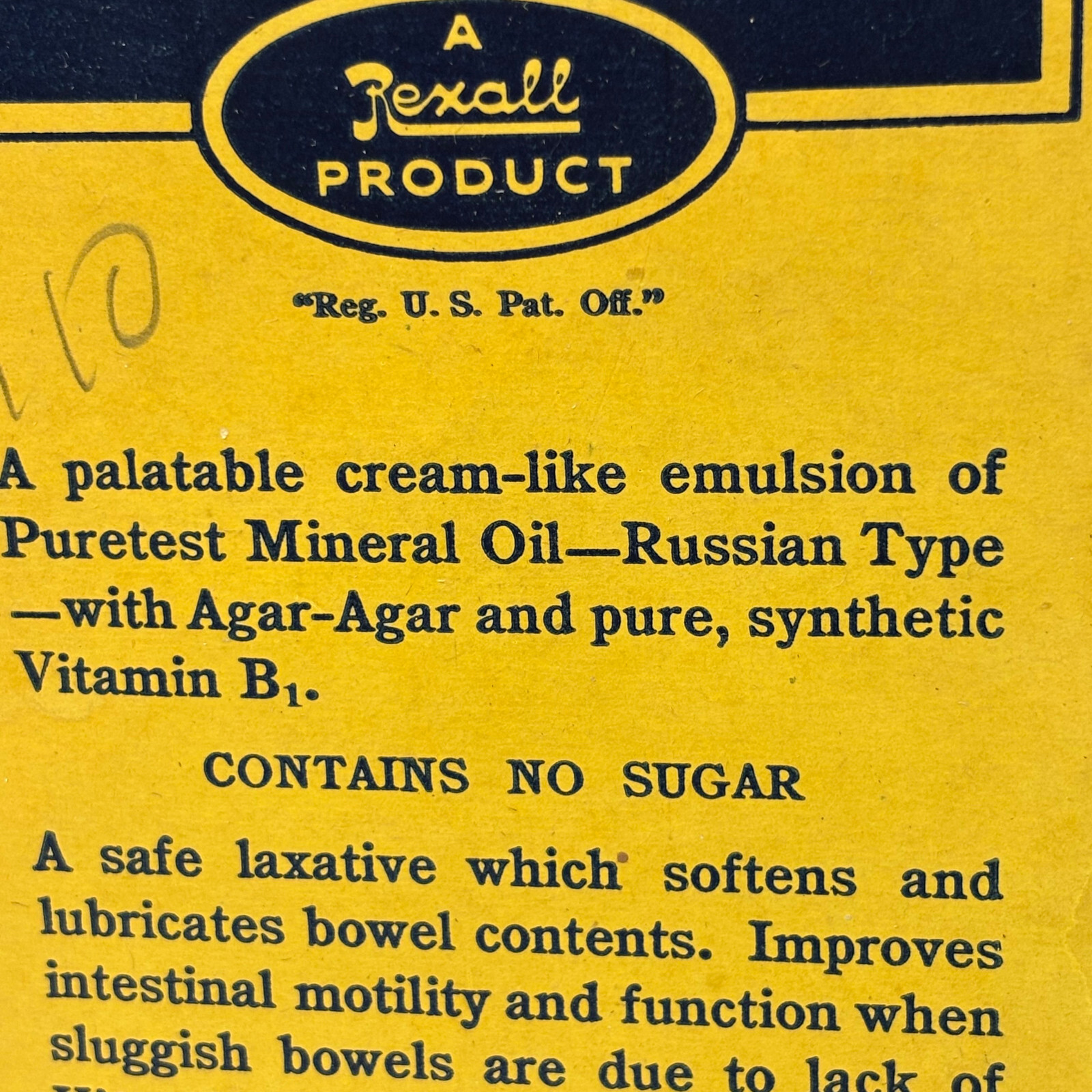 Vtg Agarex W/ Vitamin B1 16oz Cobalt Blue Bottle In Box Rexall Drug Stores