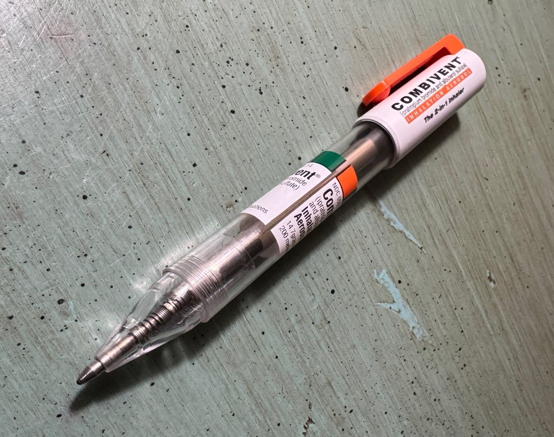 COMBIVENT PEN: Orange, Green, White, PlasticBall Point-Pharmaceutical Promo NEW
