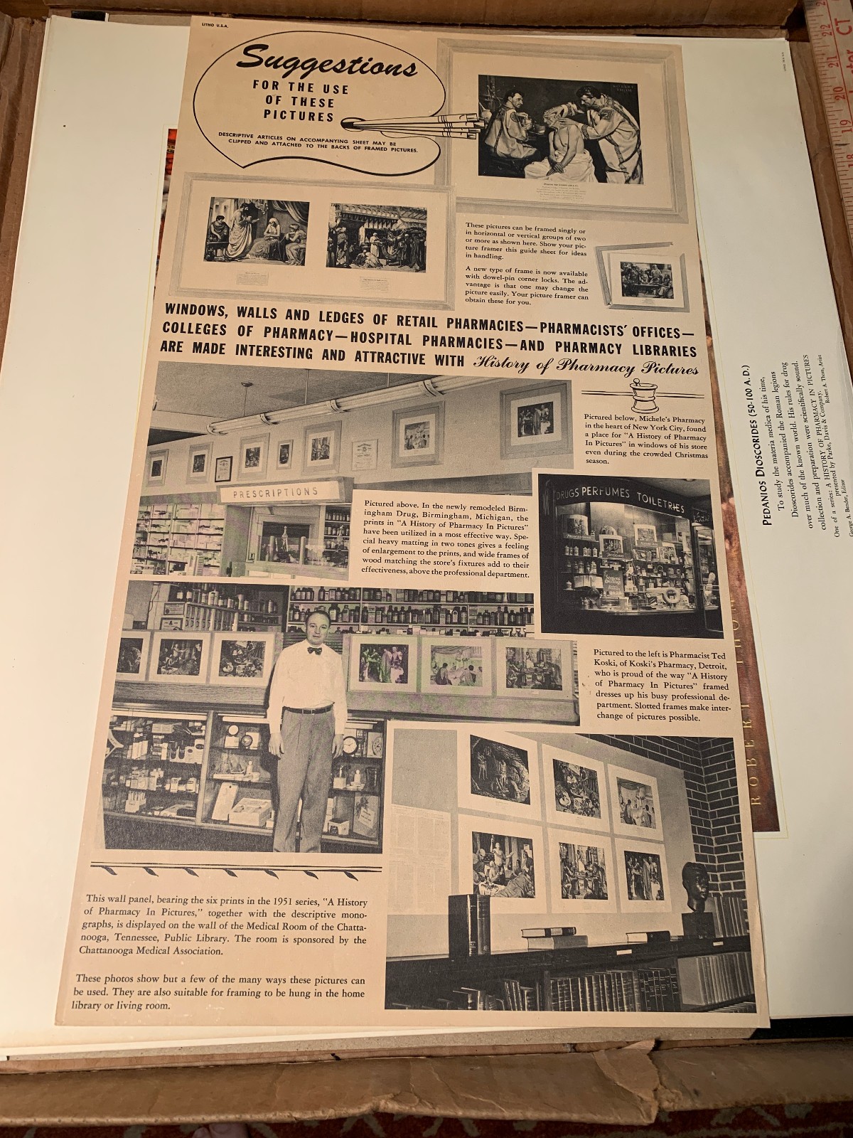 12 Parke Davis Drug Store Lithographs 1950’s A HISTORY OF PHARMACY IN PICTURES