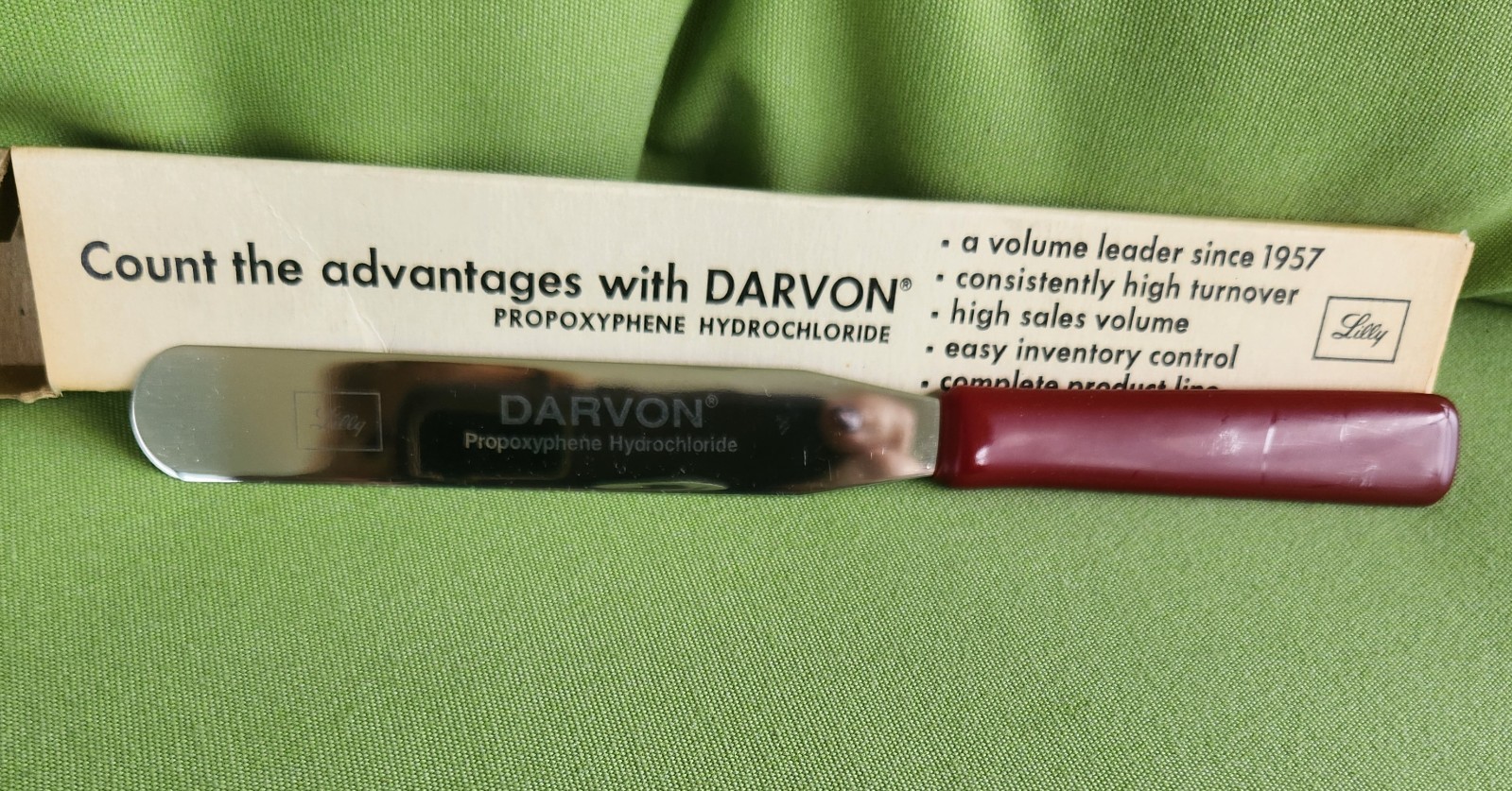 Vtg Eli Lilly Darvon Pharmacy Spatula Counting RARE Pharmacist Gift RX NIB
