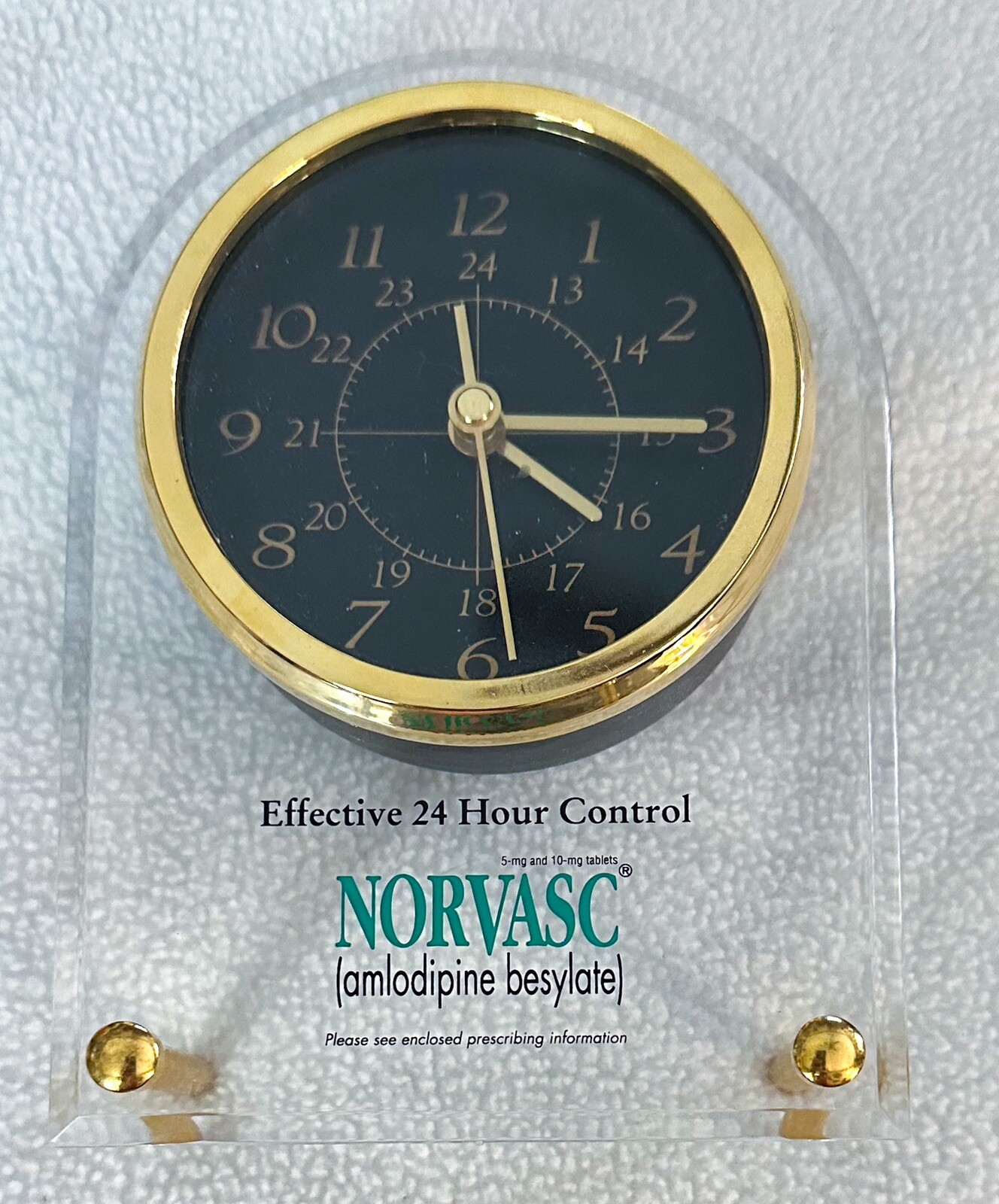 NORVASC Promotional Desk Clock Pharmaceutical Drug Rep Collectible Pfizer Pharma
