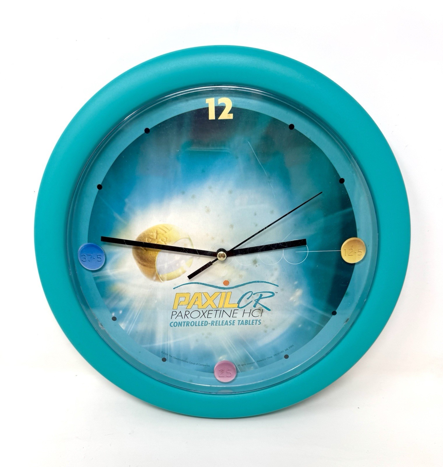 RARE Vintage 2003 PAXIL Promotional Wall Clock! Anti-Depressant Pharmaceutical