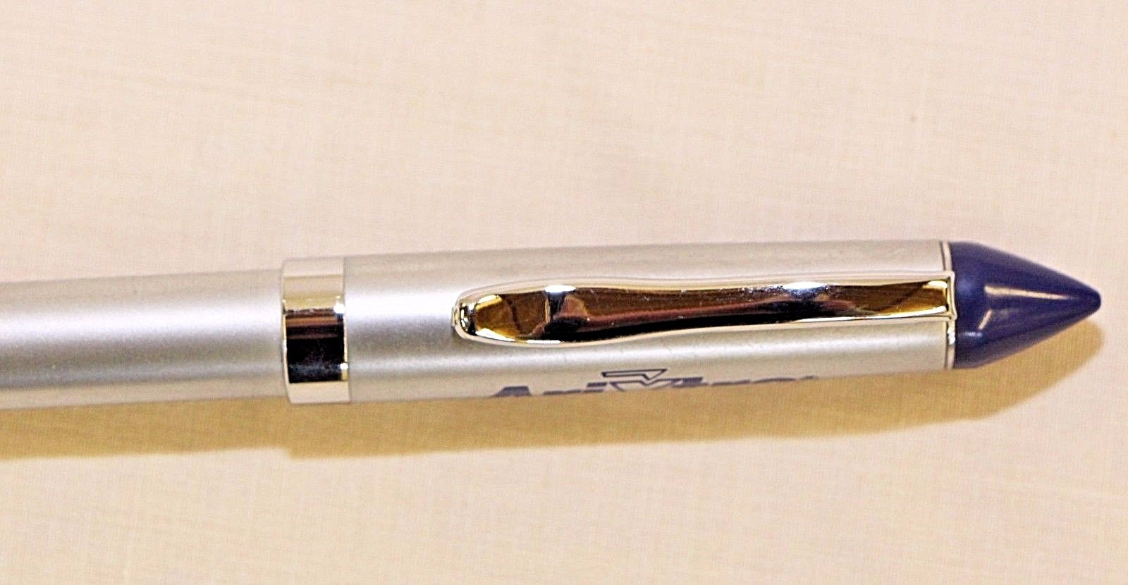 Pharmaceutical Heavy Metal Arixtra Pen Brushed Silver with Blue Comfort Grip NEW