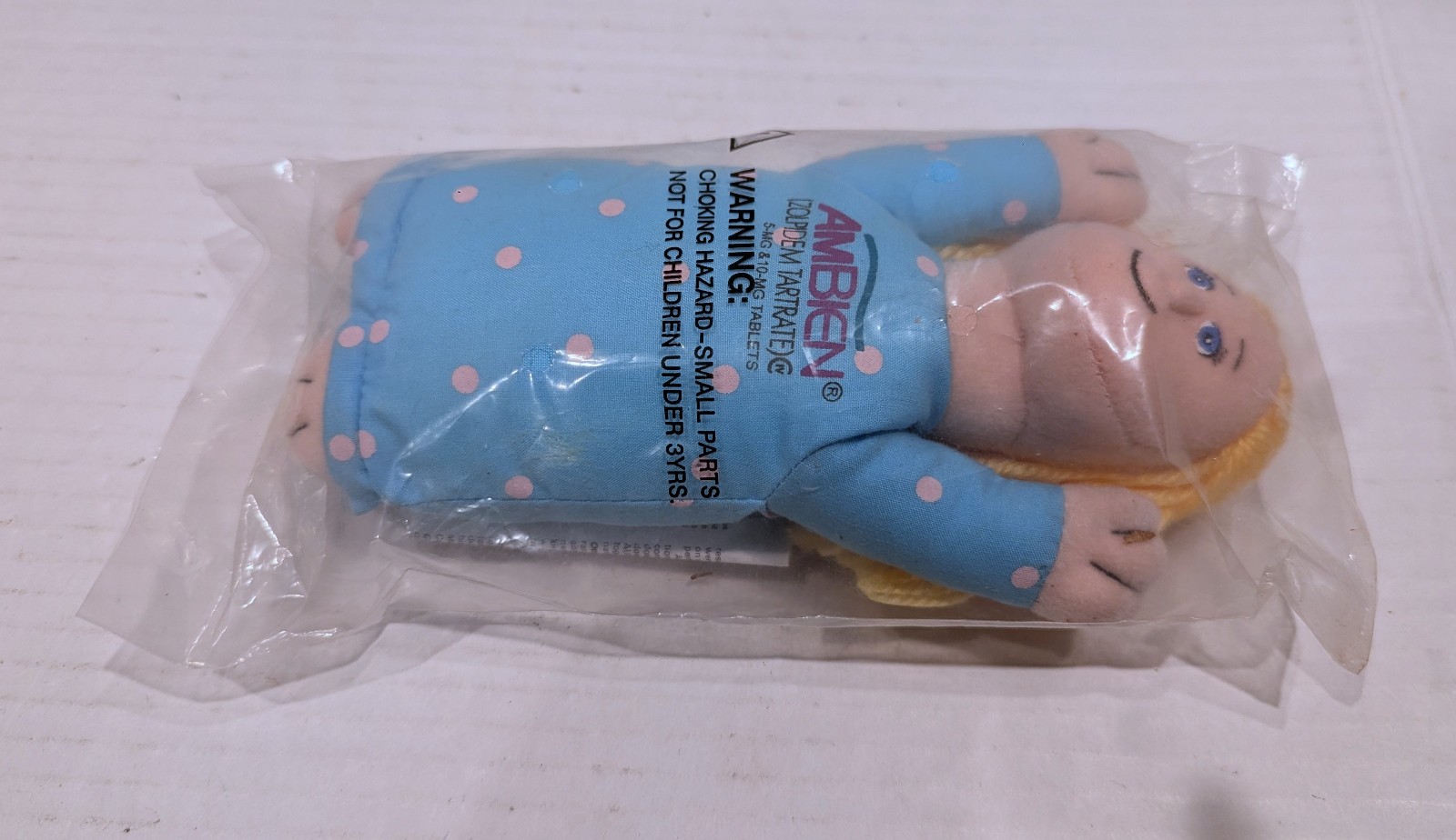 Vintage AMBIEN Sleepy Girl Plush Beanbag Doll – Pharmaceutical Rep Promo – RARE!