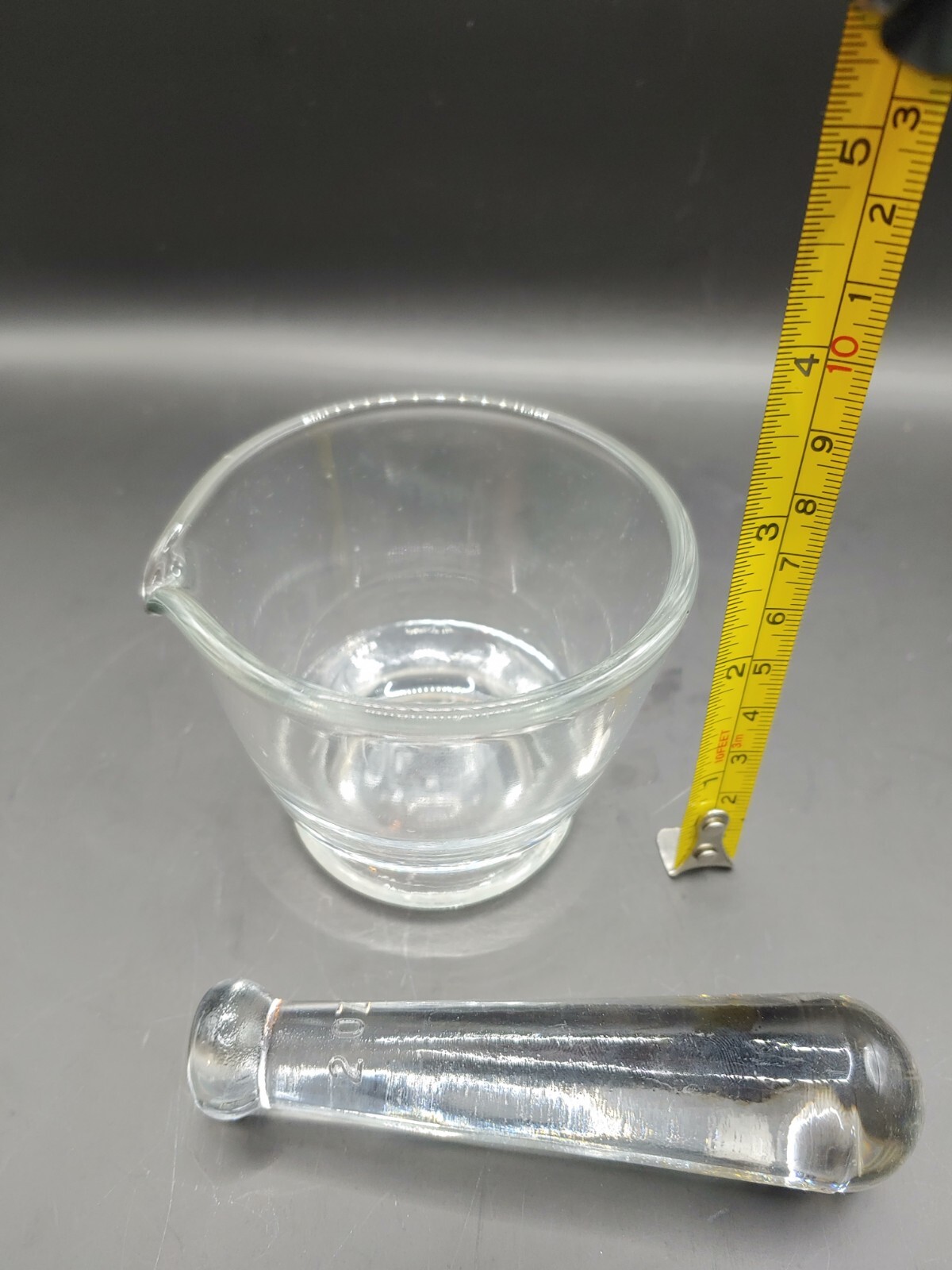Vintage Apothecary Clear Glass Mortar & Pestle with Pouring Lip 4 oz. Capacity