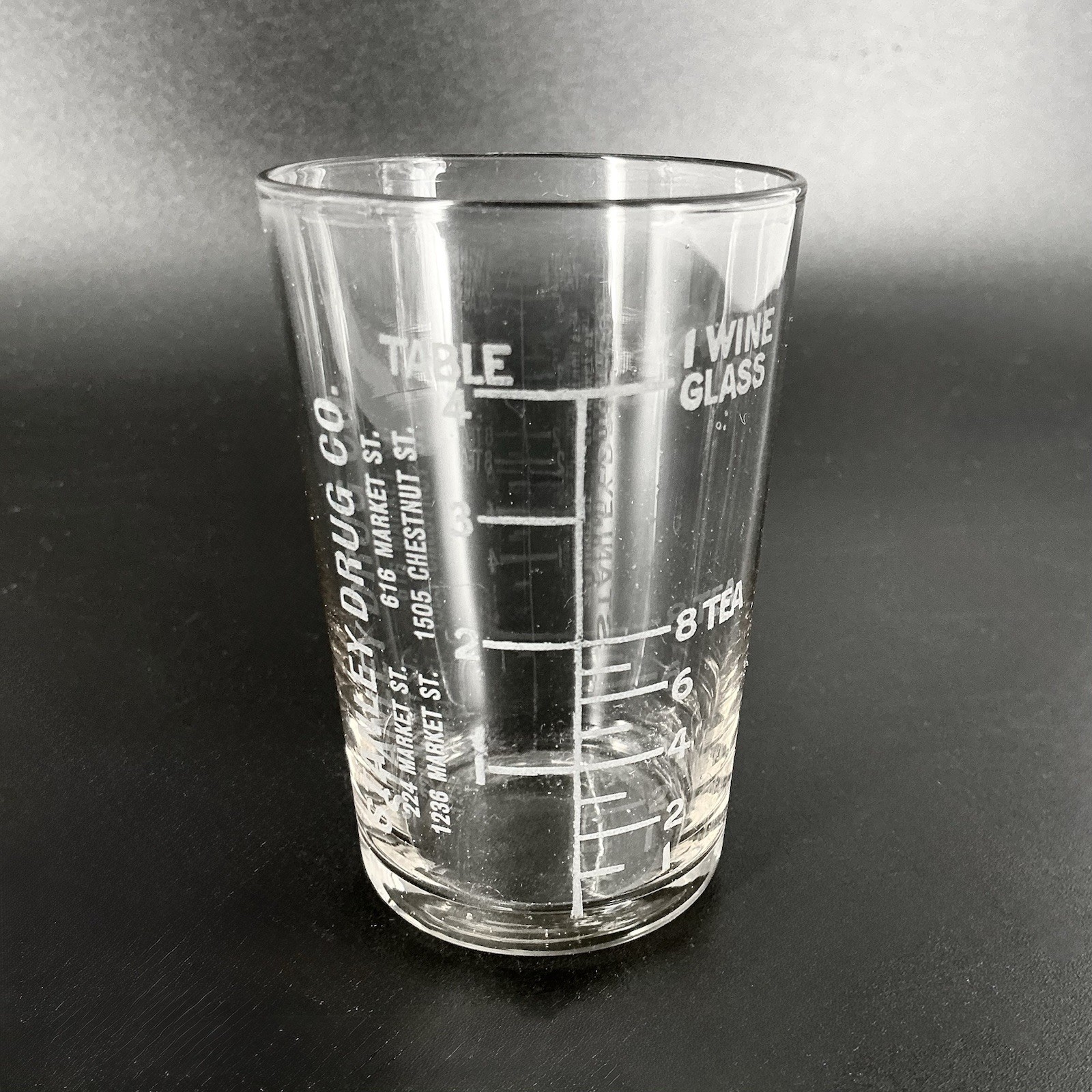 Advertising Medicine Dosing Cup Glass Stanley Drug Co Philadelphia