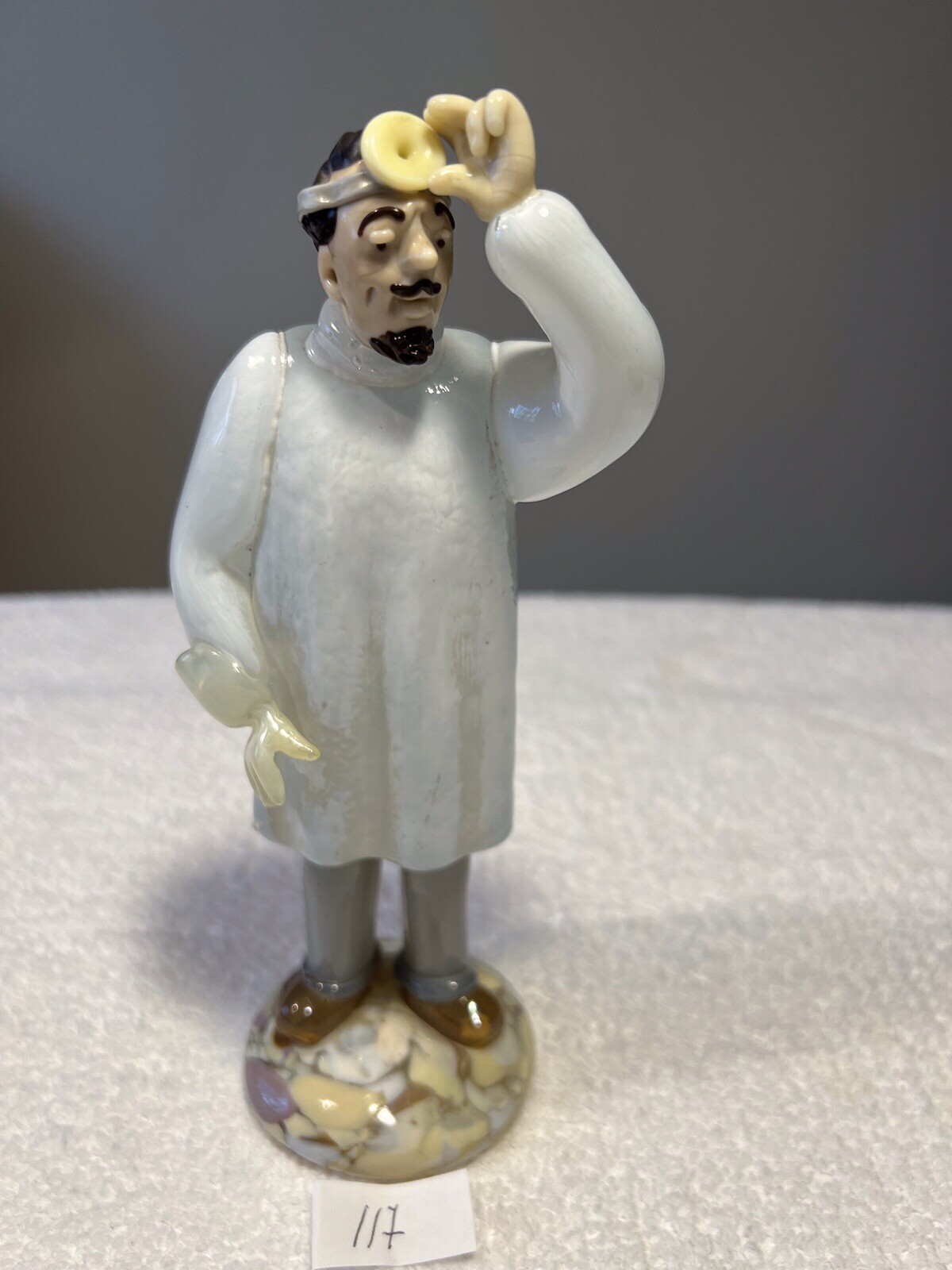 Lot Of 2 Vintage Czech Hand Blown Glass Doctor Figurines