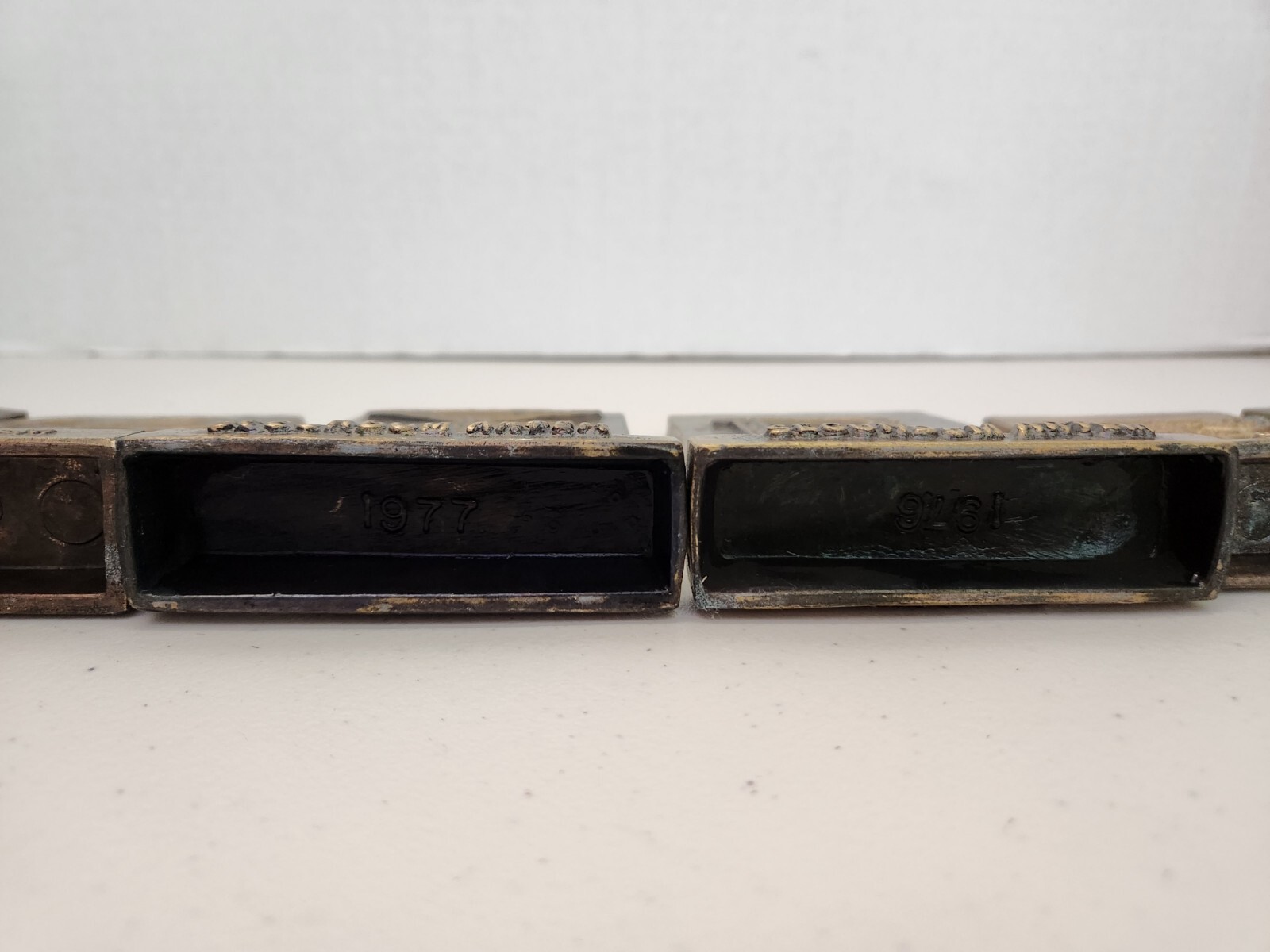 1977-81 Tinactin Apothecary Symbols Bronze Metal Paperweight/Bookends 6 Lot SET