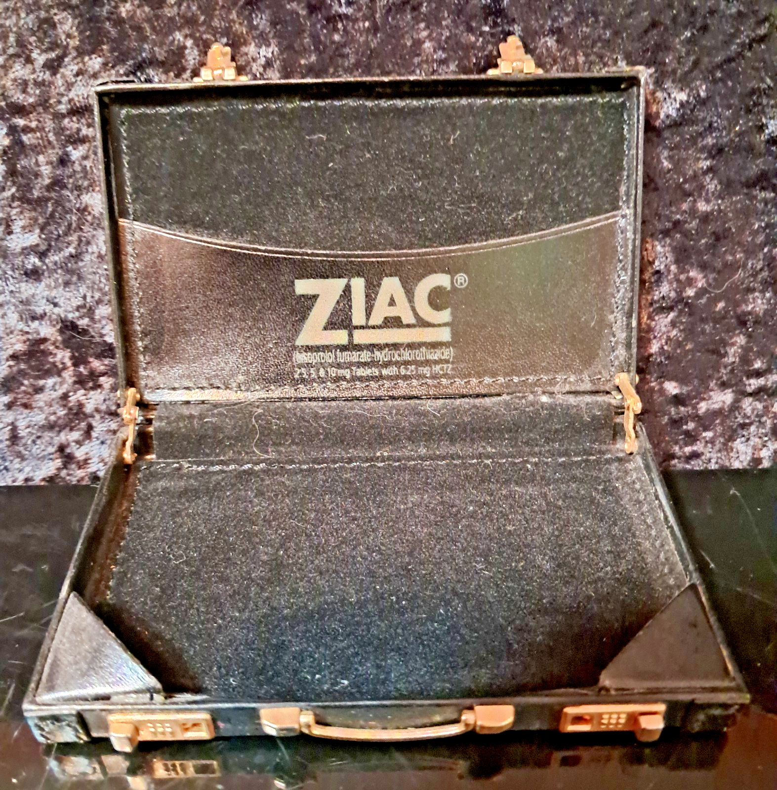 Rare 1980’s “ZIAC” Pharmaceutical Black Miniature Briefcase Business Card Holder
