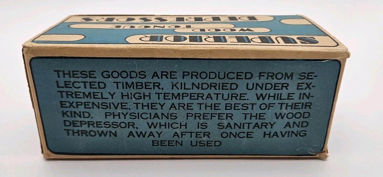 Vintage Superior Wood Tongue Depressors Box 100 Count Sanitary Medical Made…
