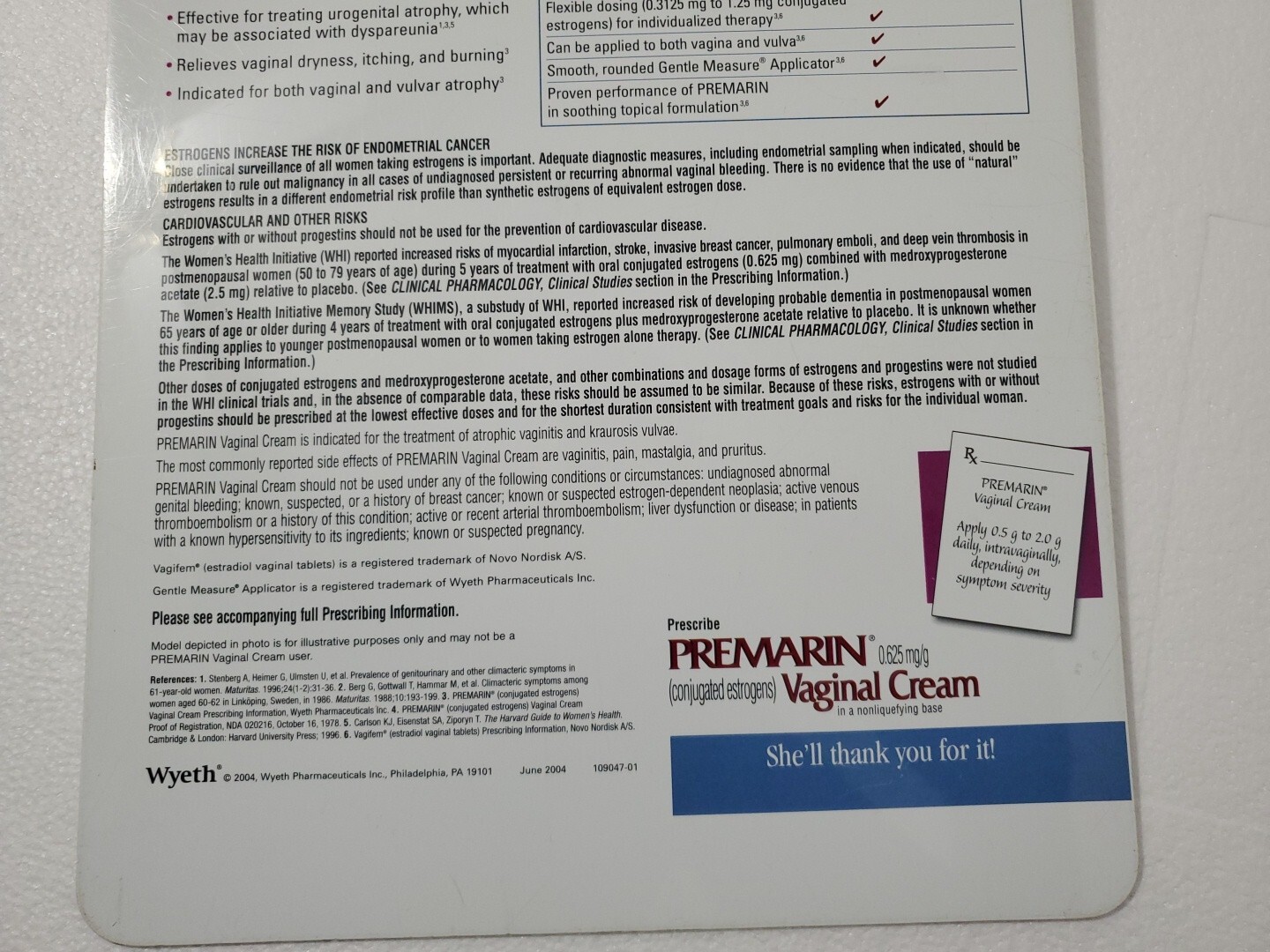 PREMARIN VAGINAL CREAM Pharmaceutical Drug Rep CLIPBOARD RARE Promo Advertising