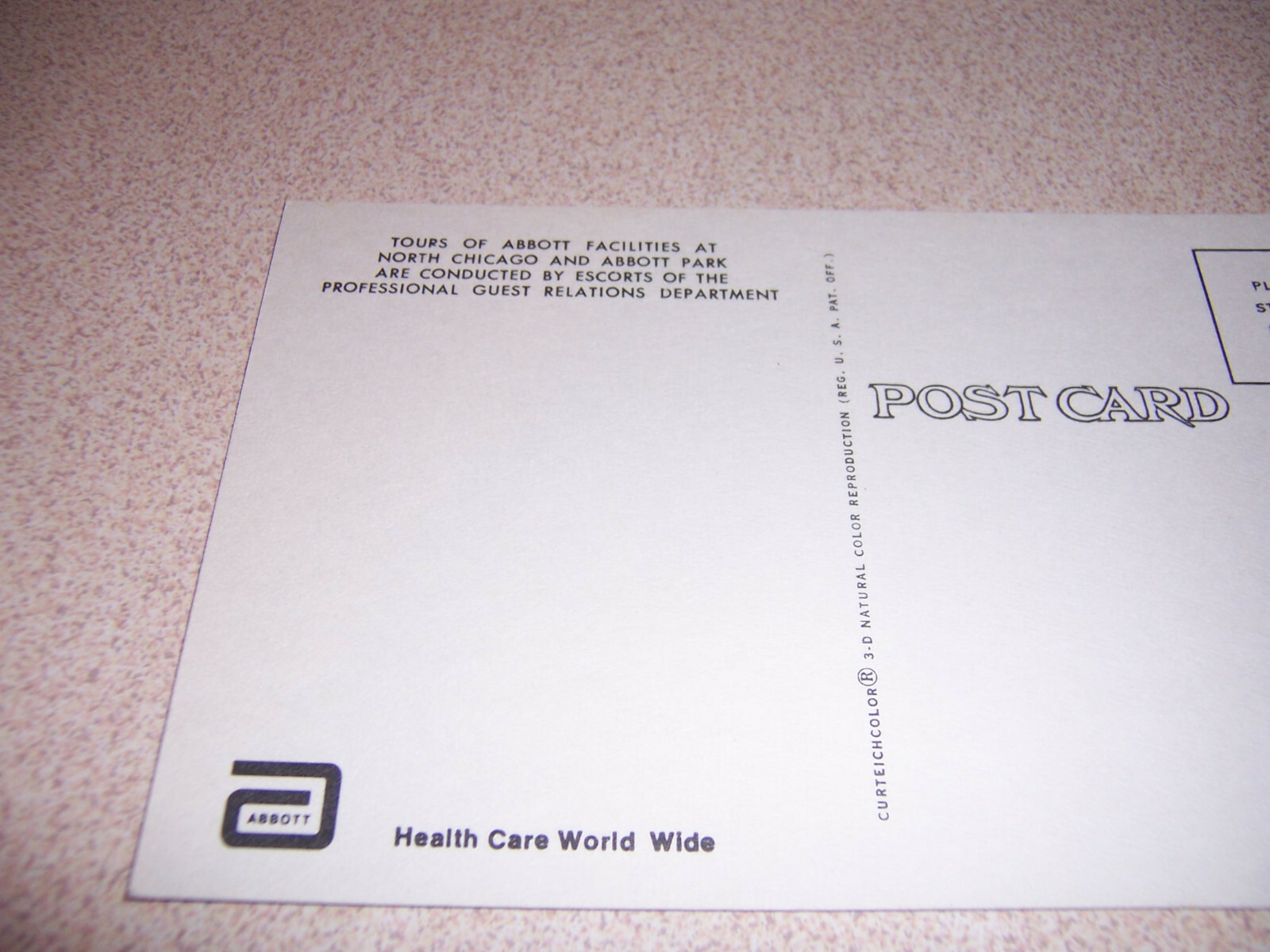 1960s TOUR ESCORTS, ABBOTT LABORATORIES NORTH CHICAGO IL. VTG POSTCARD