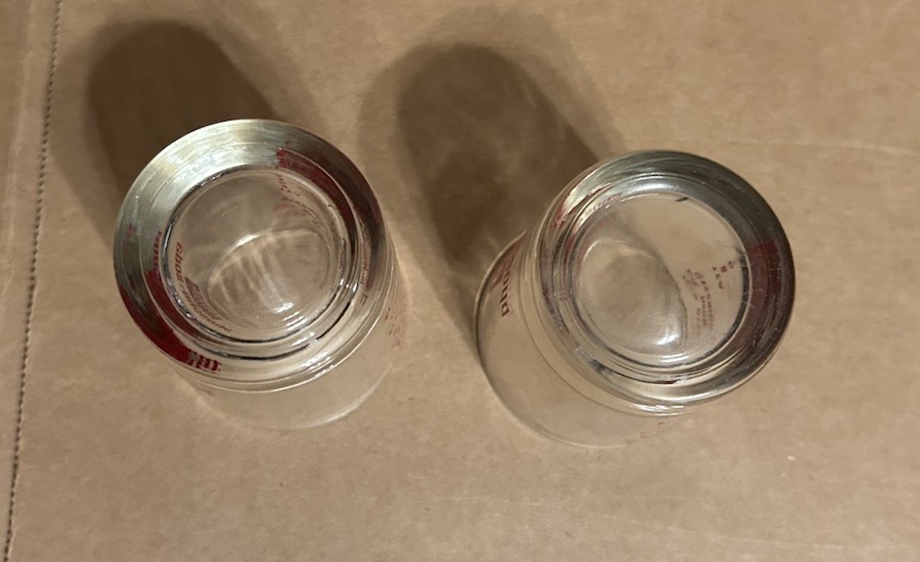 Vintage Fleet Buffered Laxative Phospho-Soda Graduated Medicine Shot Glass x2