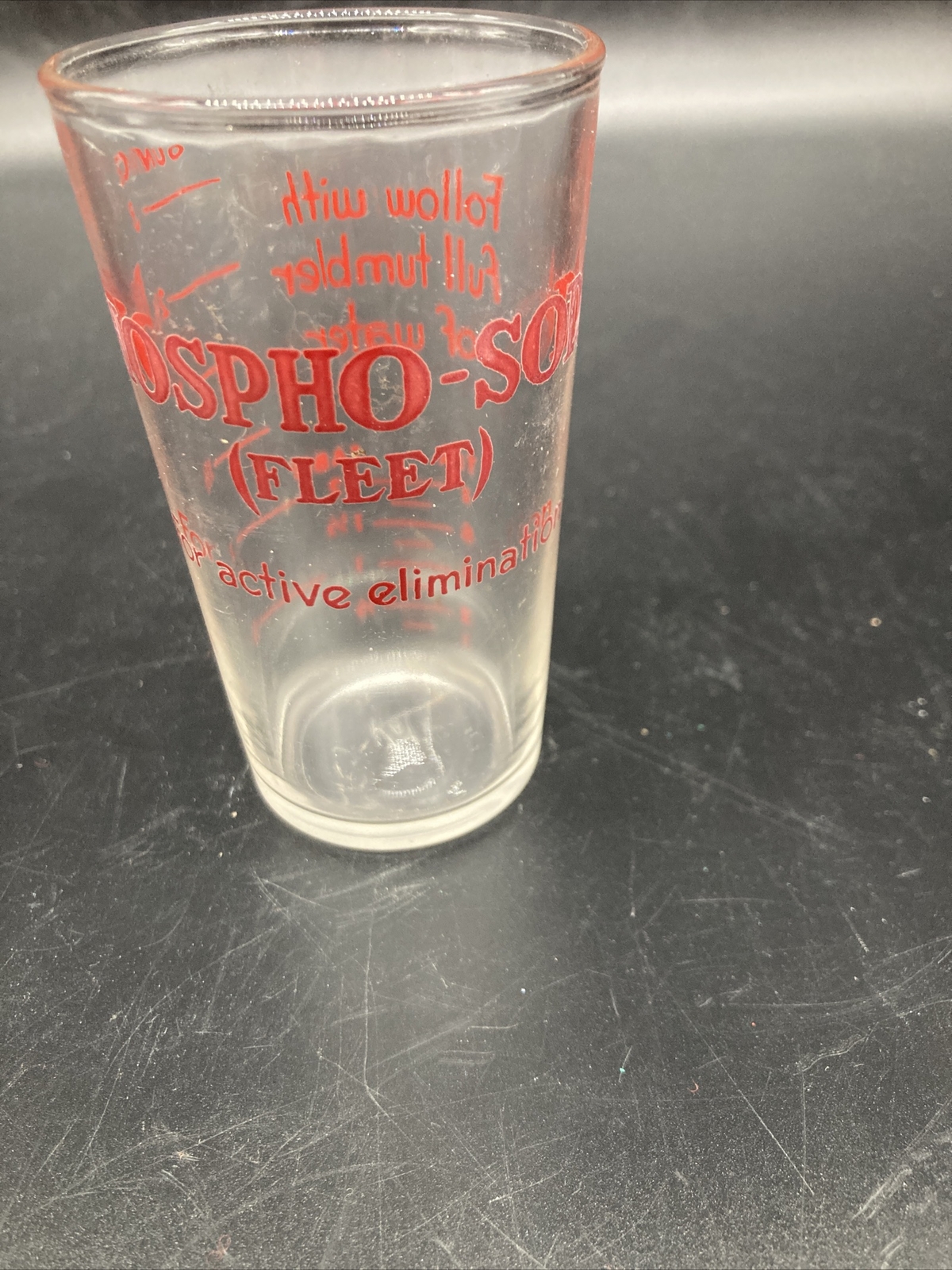 Vintage Fleet Phospho-Soda Buffered Laxative Dose Measurement Glass Hazel Atlas