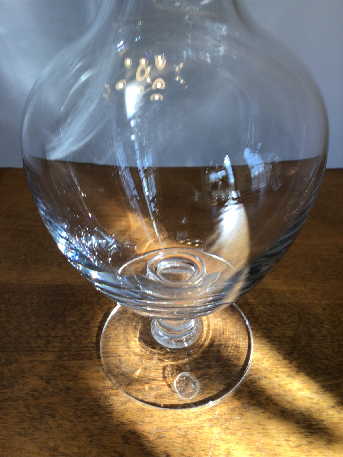 vtg clear glass apothecary w/stopper Dartington, England 12.5” tall